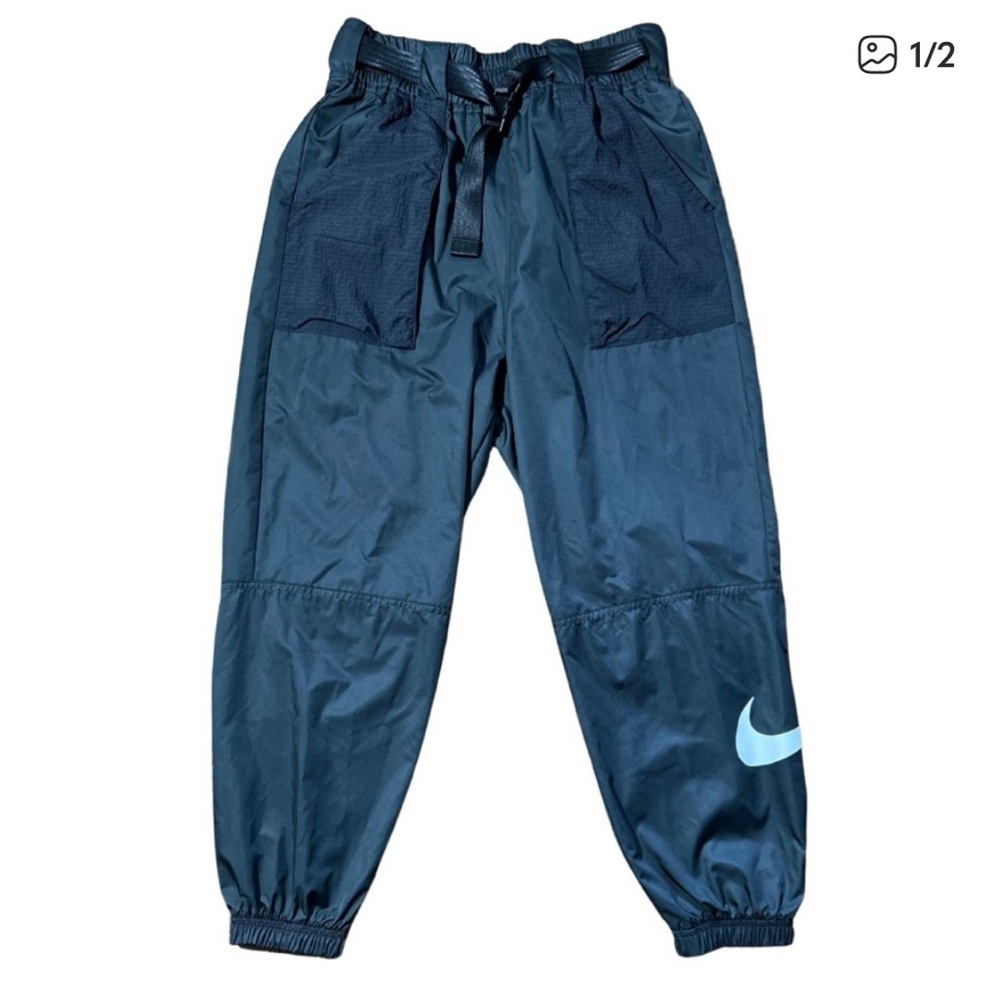 Nike Sportswear Women’s Woven Loose Fit Belted Graphic Black Jogger Track Pants - Picture 2 of 2